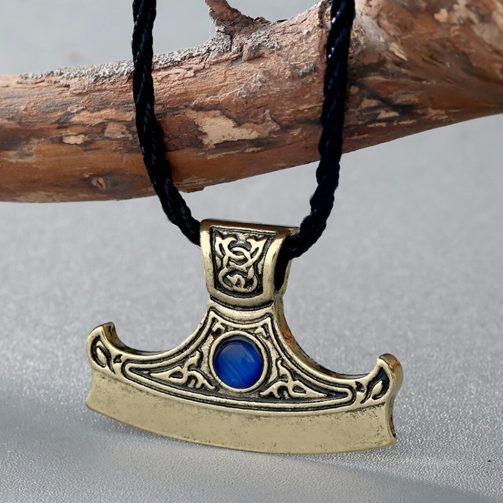 Viking Necklace Axe Talisman Retro Odin Rune Symbol Antique Slavic Nordic - Picture 3 of 7